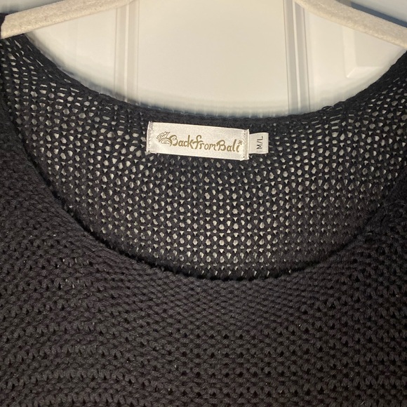 EUC Back from Bali black medium weight knit sweater with fringe. - Picture 5 of 10